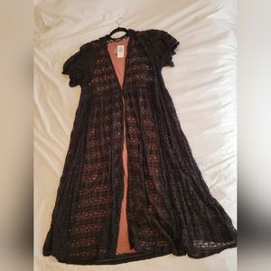 NWT Torrid Black Maxi Lace Kimono Size 1